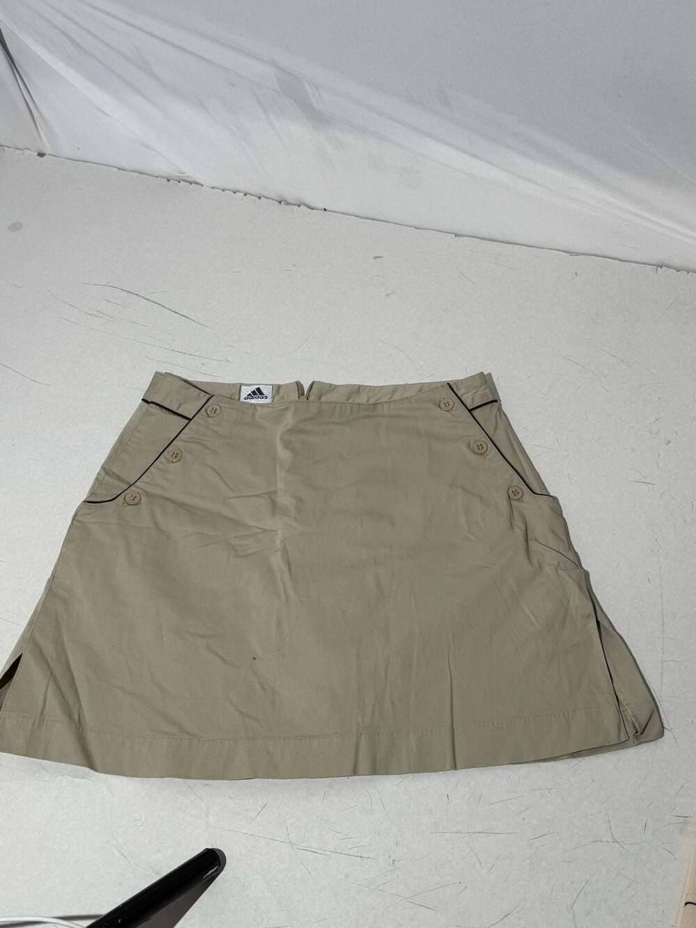 Adidas Golf Skort 10 Womens Khaki Tan Button Pocket Stretch Tennis Athletic Shor